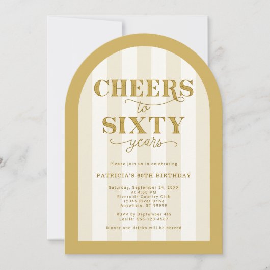 Gold Cheers to 60 Years 60th Birthday Kaart (Voorkant)