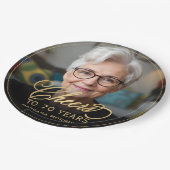 Gold Cheers to 70 Years Custom Photo Birthday Papieren Bordje (Gekanteld)