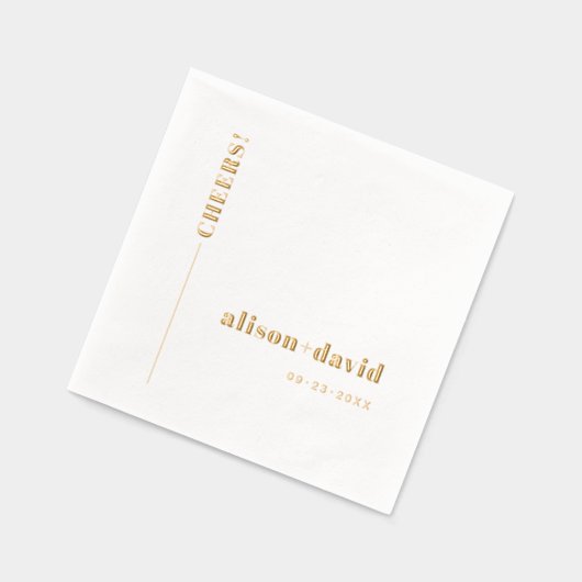 Gold CHEERS typografie minimalistische bruiloft Folie Servetten (Links)