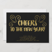 Gold Cheers Uitnodiging Eve-partij nieuwjaar (Voorkant)
