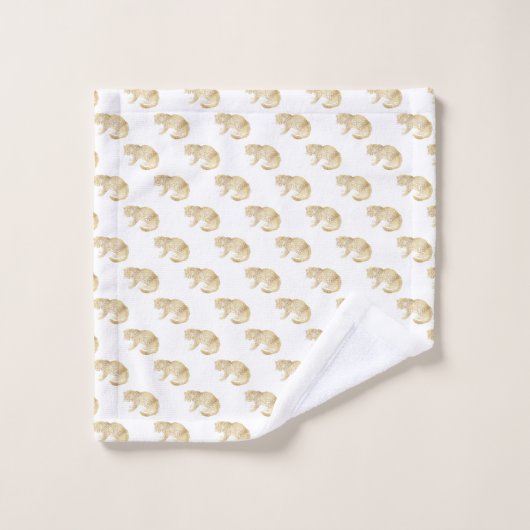 GOLD CHEETAH OERWOUD WITTE BATHROOM TOWEL SET BAD HANDDOEK (Wasdoekje)