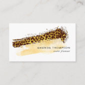 Gold Cheetah Skin Brush Strokes QR Code Visitekaartje (Voorkant)