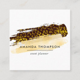 Gold Cheetah Skin-penseelstreken Vierkante Visitekaartje