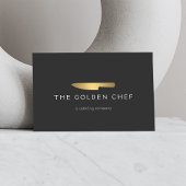 Gold Chef Knife Logo 2 voor Catering, Restaurant Visitekaartje