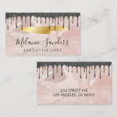 Gold Chef Knife | Roze marmer en ijsvorming Visitekaartje (Voorkant / Achterkant)