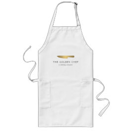Gold Chef's Knife Logo Catering Restaurant Lang Schort