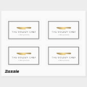Gold Chef's Knife Logo Catering Restaurant Rechthoekige Sticker (Vel)