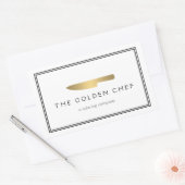 Gold Chef's Knife Logo Catering Restaurant Rechthoekige Sticker (Envelop)