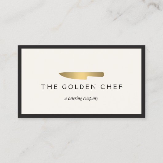 Gold Chef's Knife Logo voor catering, Restaurant I Visitekaartje (Voorkant)