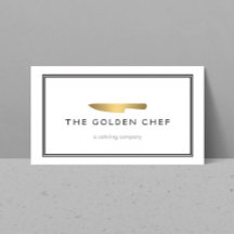 Gold Chef's Knife Logo voor catering, restaurant