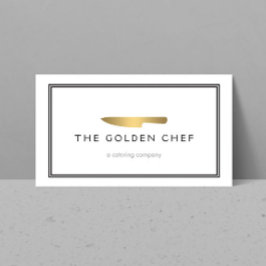 Gold Chef's Knife Logo voor catering, restaurant Visitekaartje