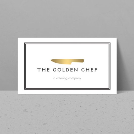 Gold Chef's Knife Logo voor catering, restaurant Visitekaartje