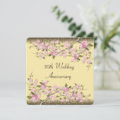 Gold Cherry Blossom 50th Jubileum Party Kaart (Staand voorkant)