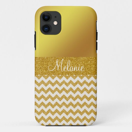 Gold Chevron Aangepaste iPhone-draagtas Case-Mate iPhone Case (Achterkant)
