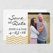 Gold Chevron Bewaar de Datum Save The Date (Voorkant / Achterkant)