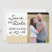 Gold Chevron Bewaar de Datum Save The Date (Voorkant)