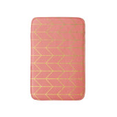 Gold Chevron Coral Pink Background Modern Badmat (Voorkant Verticaal)