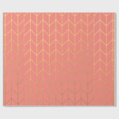 Gold Chevron Coral Pink Background Modern Cadeaupapier (Vlak)