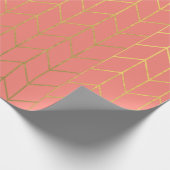 Gold Chevron Coral Pink Background Modern Cadeaupapier (Hoek)