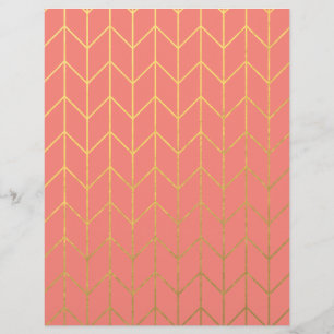 Gold Chevron Coral Pink Background Modern Flyer