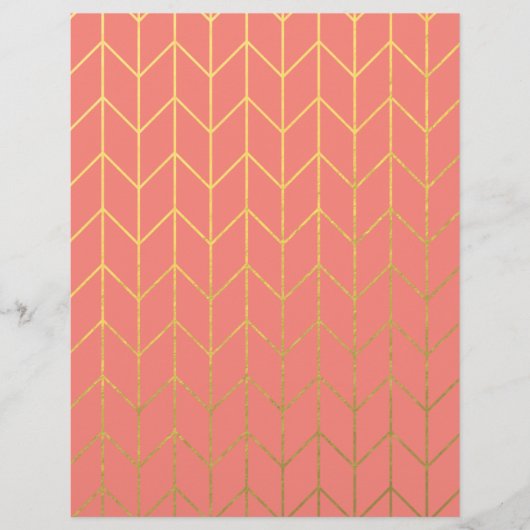 Gold Chevron Coral Pink Background Modern Flyer (Voorkant)
