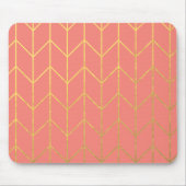 Gold Chevron Coral Pink Background Modern Muismat (Voorkant)