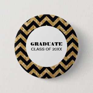 Gold Chevron Glitter Afstuderen Button