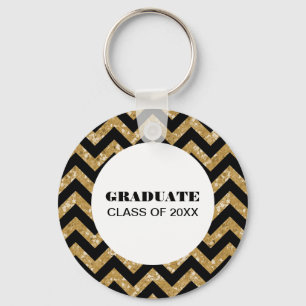 Gold Chevron Glitter Afstuderen Sleutelhanger