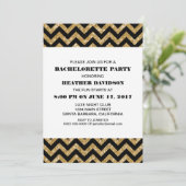 Gold Chevron Glitter Bachelorette Party Kaart (Staand voorkant)