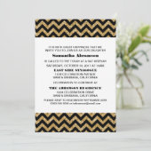 Gold Chevron Glitter Bat Mitzvah Invite Kaart (Staand voorkant)