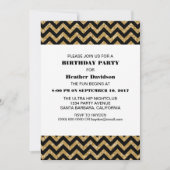 Gold Chevron Glitter Birthday Party Invite Kaart (Voorkant)