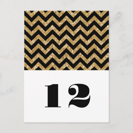 Gold Chevron Glitter Table Briefkaart (Voorkant)