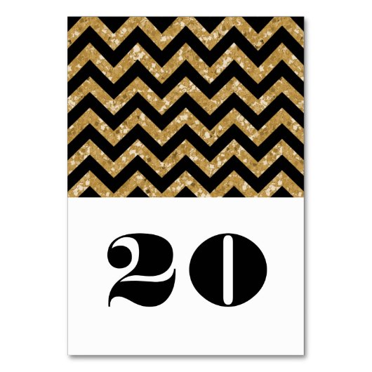 Gold Chevron Glitter Table Kaart (Voorkant)