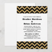 Gold Chevron Glitter Wedding Invite Kaart (Voorkant / Achterkant)
