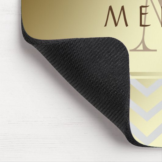 Gold Chevron Gray Pattern Monogram personaliseren Muismat (Hoek)