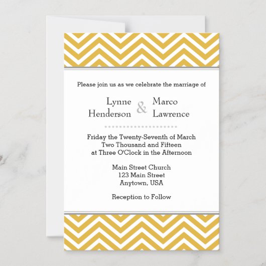 Gold Chevron Magnetic Wedding Invitation Magnetische Uitnodiging (Voorkant)