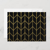 Gold Chevron op zwarte achtergrond Moderne afbeeld Briefkaart (Voorkant / Achterkant)