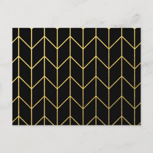 Gold Chevron op zwarte achtergrond Moderne afbeeld Briefkaart