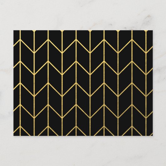 Gold Chevron op zwarte achtergrond Moderne afbeeld Briefkaart (Voorkant)