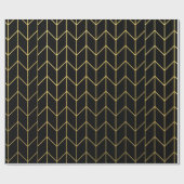 Gold Chevron op zwarte achtergrond Moderne afbeeld Cadeaupapier (Vlak)