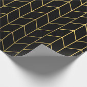 Gold Chevron op zwarte achtergrond Moderne afbeeld Cadeaupapier (Hoek)