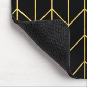 Gold Chevron op zwarte achtergrond Moderne afbeeld Muismat (Hoek)