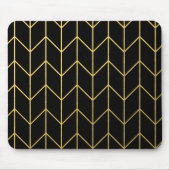 Gold Chevron op zwarte achtergrond Moderne afbeeld Muismat (Voorkant)