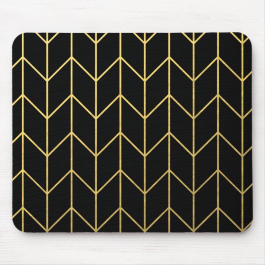 Gold Chevron op zwarte achtergrond Moderne afbeeld Muismat (Voorkant)