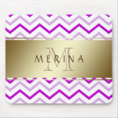 Gold Chevron Pattern Monogram personaliseren Muismat (Voorkant)