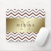 Gold Chevron Pattern Monogram personaliseren Muismat (Met muis)