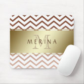 Gold Chevron Pattern Monogram personaliseren Muismat (Met muis)