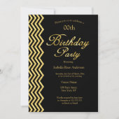 Gold Chevron stripe Black Gold Elegant Birthday Kaart (Voorkant)