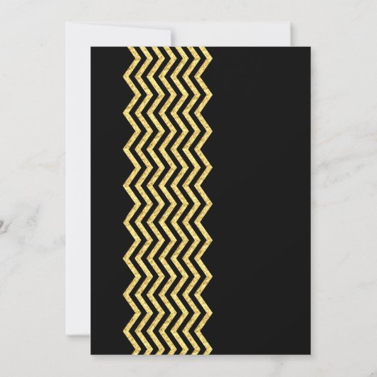 Gold Chevron stripe Black Gold Elegant Birthday Kaart (Achterkant)