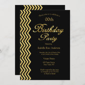 Gold Chevron stripe Black Gold Elegant Birthday Kaart (Voorkant / Achterkant)